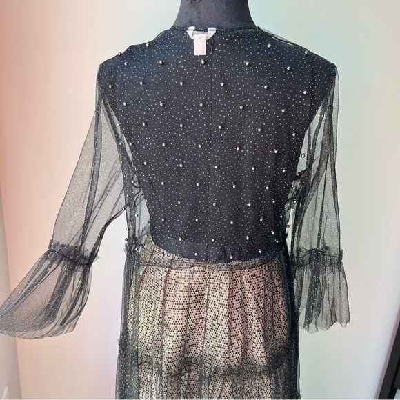 Cato Collection Limited Edition Black Sheer Studded Sparkle Duster - Large - Picture 12 of 13